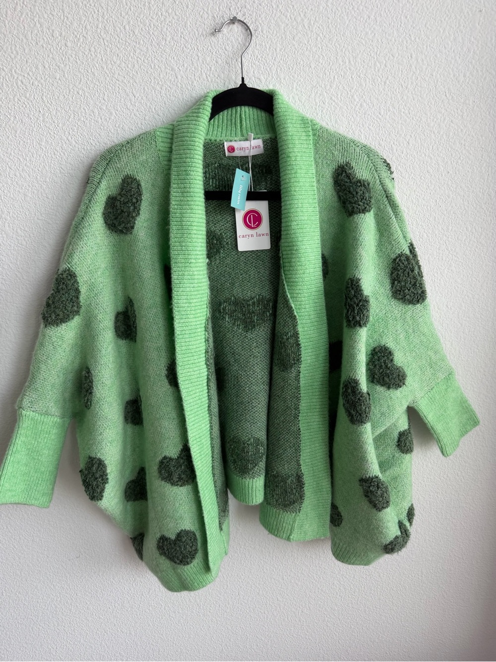 NWT Caryn Lawn Cape Heart Cardigan Sweater ONE size